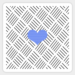 Blue heart - Abstract geometric pattern - black and white. Sticker